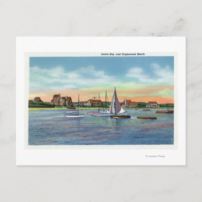 Carte Postale Bateaux à voile dans Lewis Bay, Englewood Beach Vi (Devant)