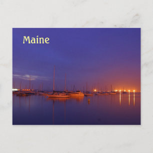 Carte Postale Bateaux à voile du Maine dans une marina au crépus