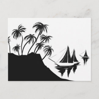 Carte Postale Bateaux à voile et palmiers