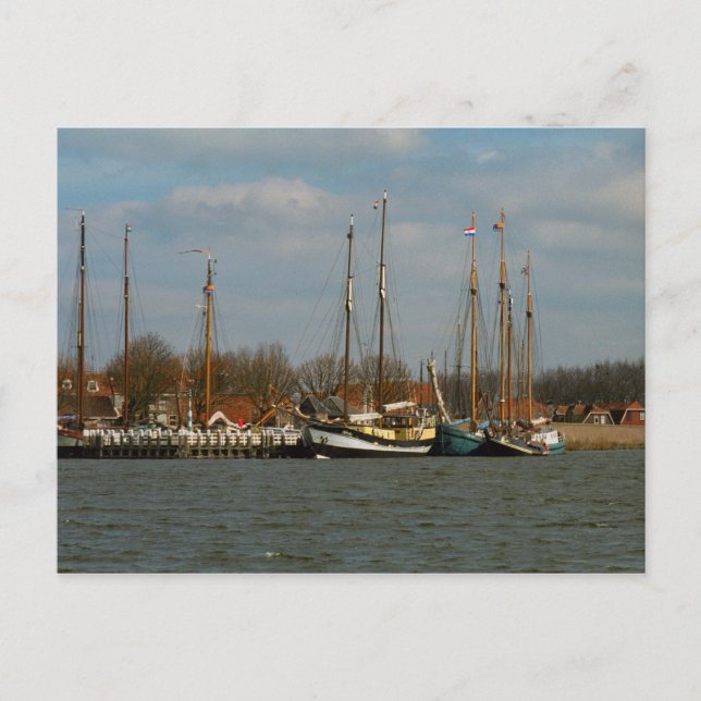 Carte Postale Bateaux à voile hollandais traditionnels, Enkhuize (Devant)