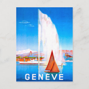 Carte Postale Bateaux à voile sur le lac de Genève, Suisse, vint