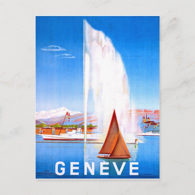 Carte Postale Bateaux à voile sur le lac de Genève, Suisse, vint (Devant)