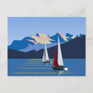 Carte Postale Bateaux À Voiles Et Montagne photo