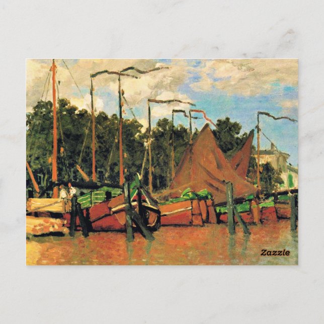 Carte Postale Bateaux à Zaandam par Claude Monet,  (Dos)