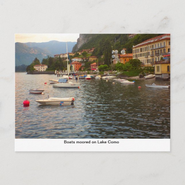 Carte Postale Bateaux amarrés sur le lac de Côme (Devant)