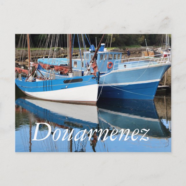 Carte Postale Bateaux anciens dans le port de Douarnenez (Devant)