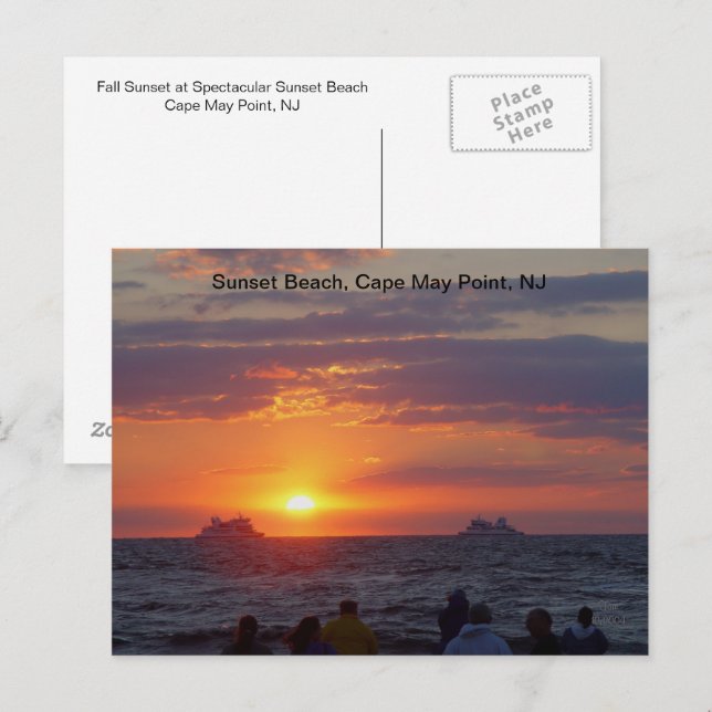 Carte Postale Bateaux au coucher du soleil de l'automne au cap M (Devant / Derrière)