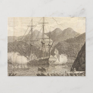 Carte Postale Bateaux britanniques tirant sur Tahiti