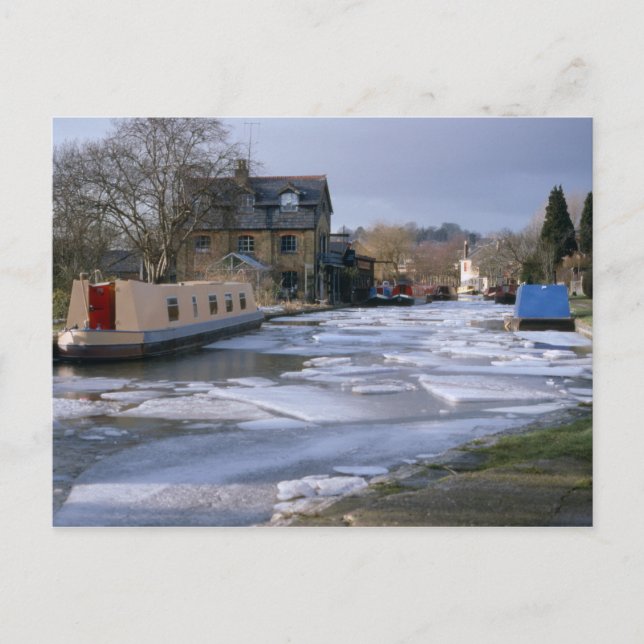 Carte Postale Bateaux Canal en hiver (Devant)