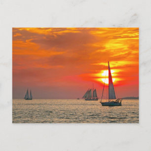 Carte Postale Bateaux clés West Sailboats au coucher du soleil