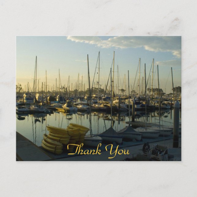 Carte Postale bateaux dans le port, Merci (Devant)