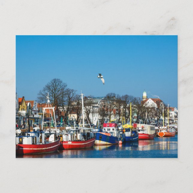 Carte Postale Bateaux de pêche à Warnemuende (Devant)