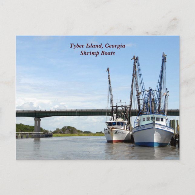 Carte Postale Bateaux de pêche de l'île Tybee Géorgie (Devant)