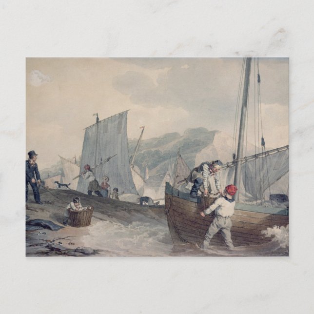 Carte Postale Bateaux de pêche déchargeant (Devant)