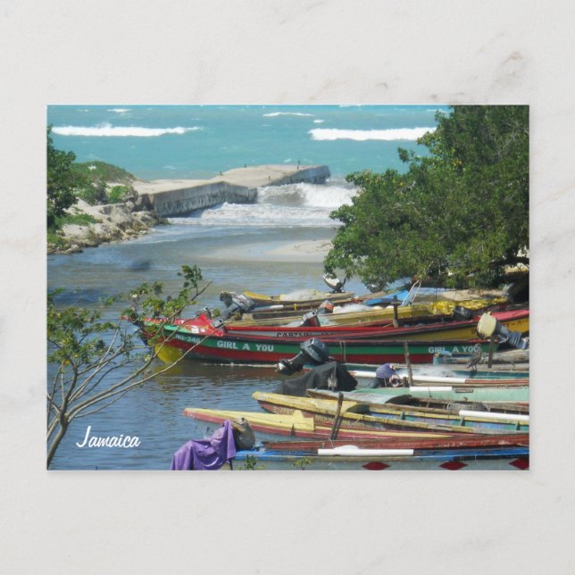 Carte Postale Bateaux de pêche locaux Negril River Jamaïque Phot (Devant)