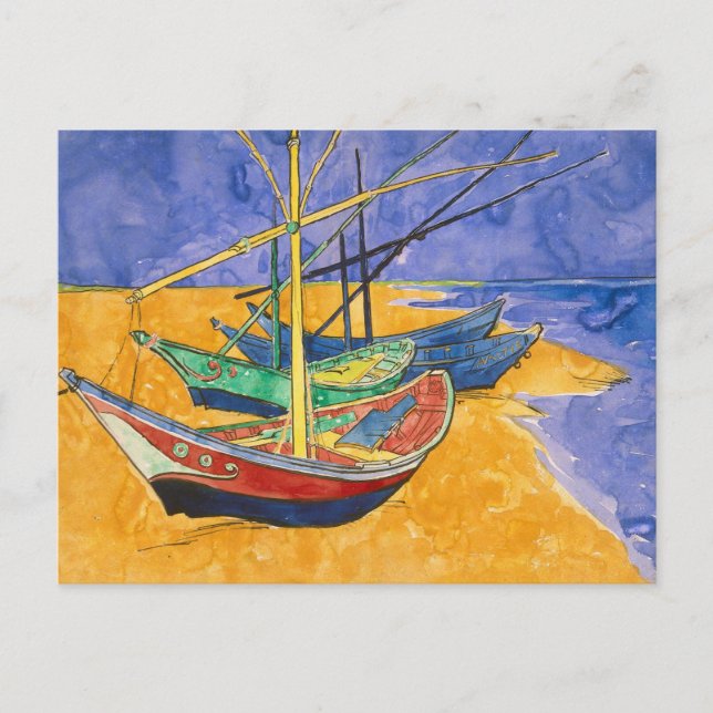 Carte Postale Bateaux de pêche sur la plage par Vincent Van Gogh (Devant)