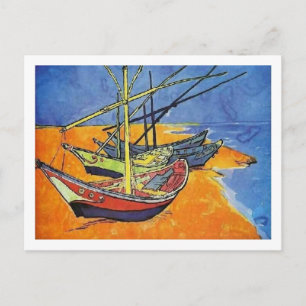 Carte Postale Bateaux de pêche sur la plage Van Gogh Art