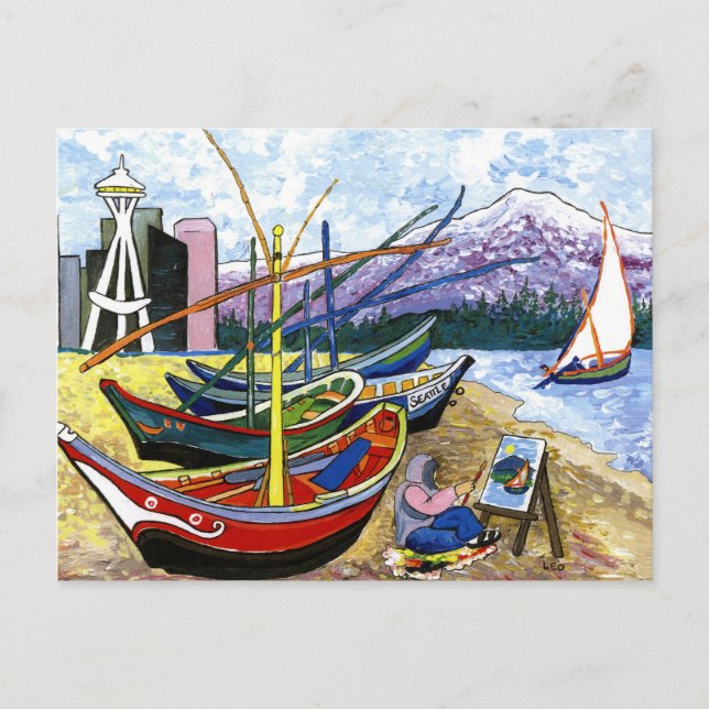 Carte Postale Bateaux de Van Gogh (Devant)