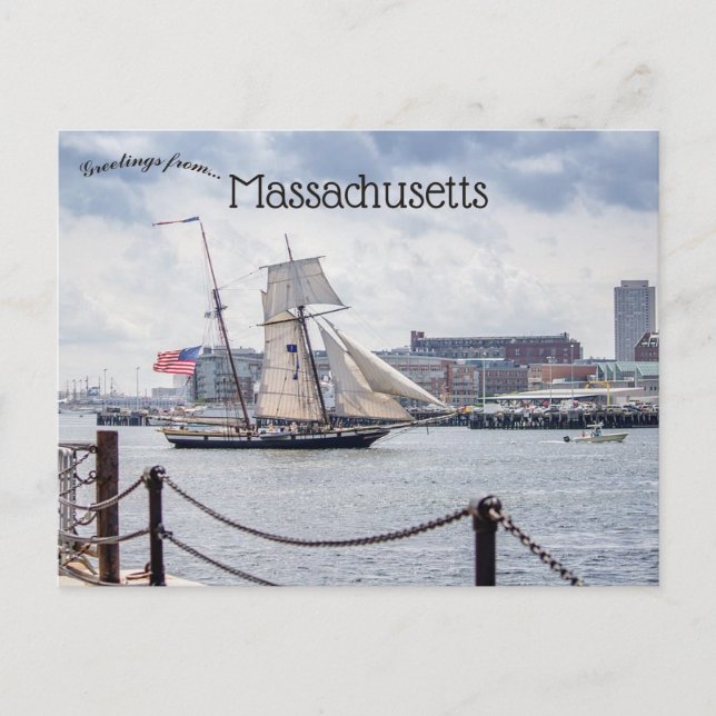 Carte Postale Bateaux du Massachusetts de Boston Harbour (Devant)
