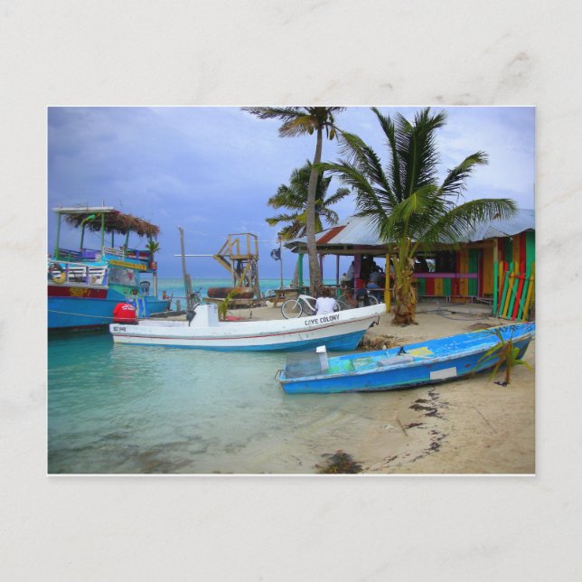 Carte Postale Bateaux en Caye Caulker, Belize (Devant)