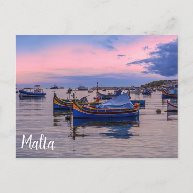Carte Postale Bateaux maltais traditionnels à Marsaxlokk (Devant)