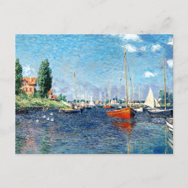 Carte Postale Bateaux rouges, Argenteuil, par Claude Monet, (Devant)