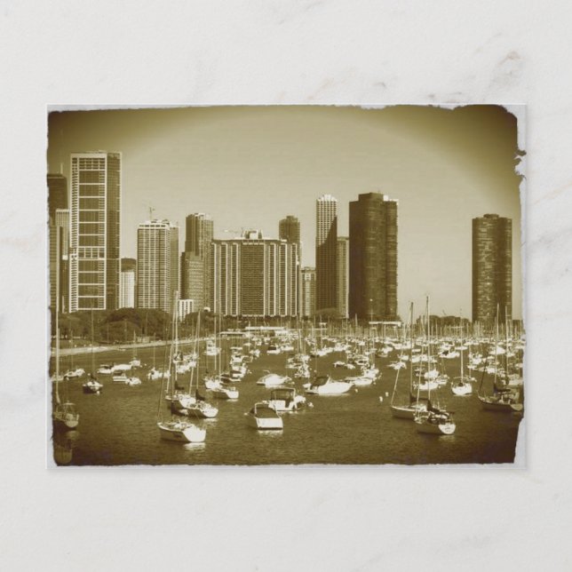 Carte Postale Bateaux stationnés au lac Michigan à Chicago. (Devant)