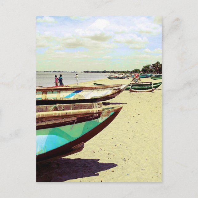 Carte Postale Bateaux sur la plage tropicale (Devant)