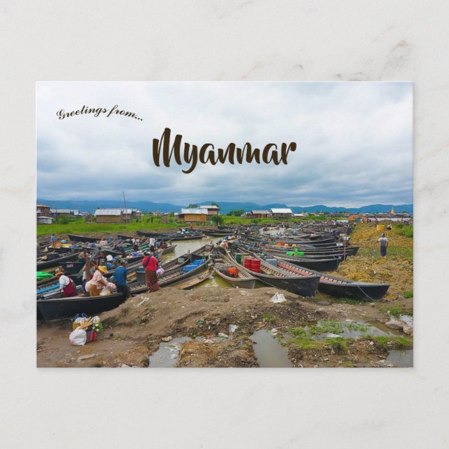 Carte Postale Bateaux sur le lac Inle Bagan Yangon Myanmar (Devant)