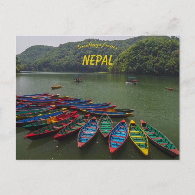 Carte Postale Bateaux sur le lac Phewa Pokhara Nepal (Devant)