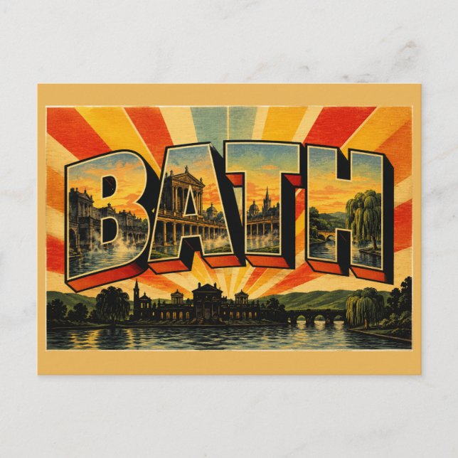 Carte Postale Bath Angleterre Art de Voyage Vintage (Devant)