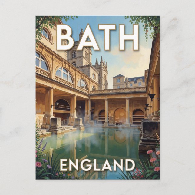 Carte Postale Bath Angleterre Scène des Thermes Romains   (Devant)