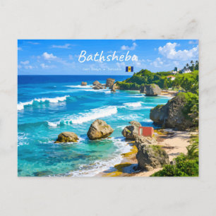 Carte Postale Bathsheba, Barbade - Côte de plage tropicale