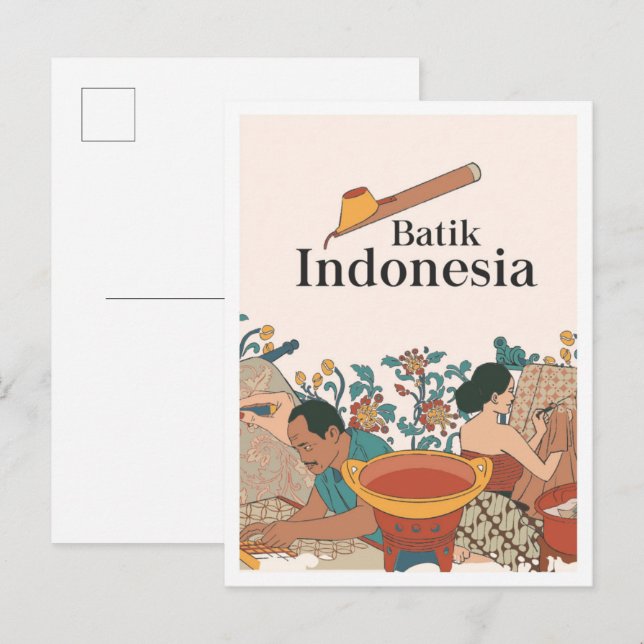 Carte Postale Batik Java Indonesia Travel (Devant / Derrière)