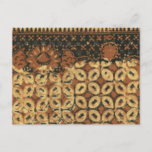 Carte Postale Batik Kawung vintage indonésien à motif rustique
