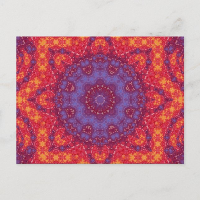 Carte Postale Batik Sunset Watercolor Mandala (Devant)