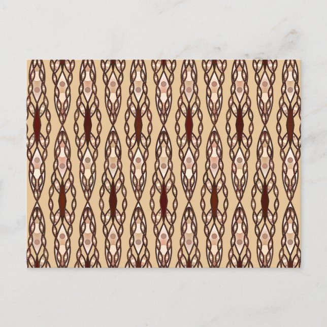 Carte Postale Batik Tribal - Brun Clair, Brun Foncé et Crème (Devant)