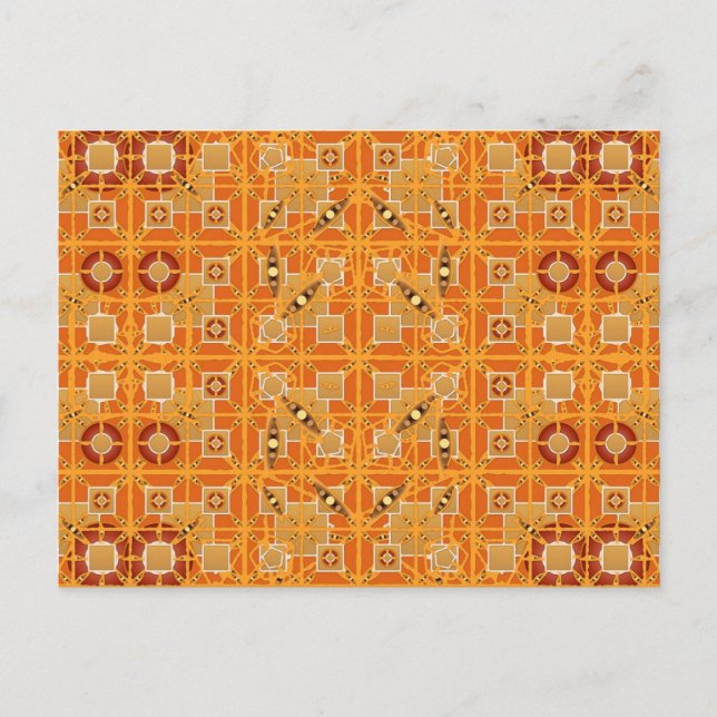 Carte Postale Batik tribal - nuances d'ambre et de brun (Devant)