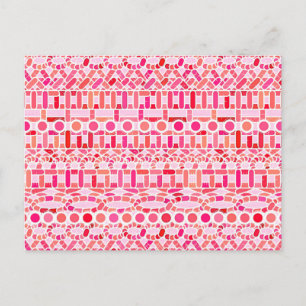 Carte Postale Batik tribal - nuances de rose et de corail