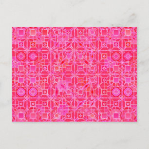 Carte Postale Batik tribal - nuances de rose fuchsia