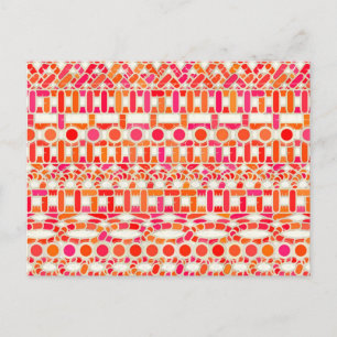 Carte Postale Batik tribal - nuances d'orange et de rose