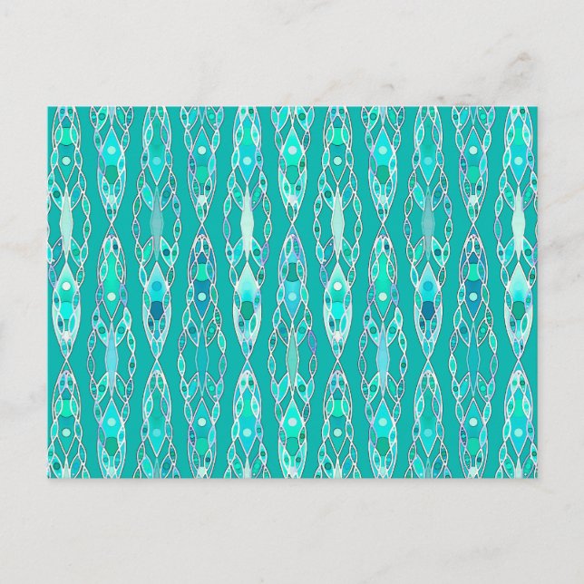 Carte Postale Batik Tribal - Turquoise et Aigue-Marine (Devant)