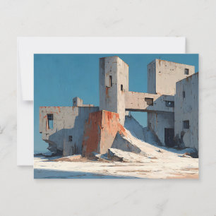 Carte Postale Bâtiment Brutaliste en ruines, Paysage Désolé