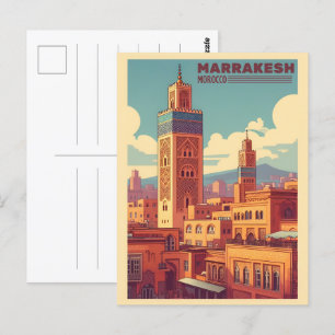 Carte Postale Bâtiment de la vieille ville de Marrakech avec mos