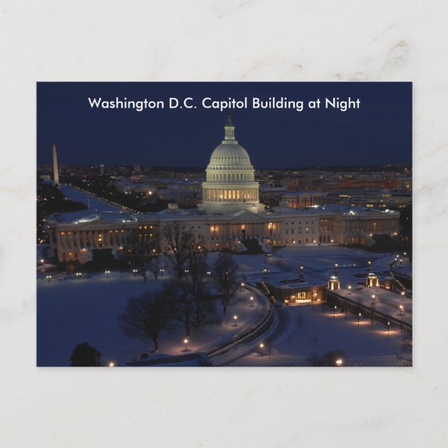 Carte Postale Bâtiment du Capitole de Washington D.C. par une nu (Devant)