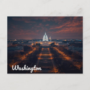 Carte Postale Bâtiment du Capitole de Washington DC la nuit