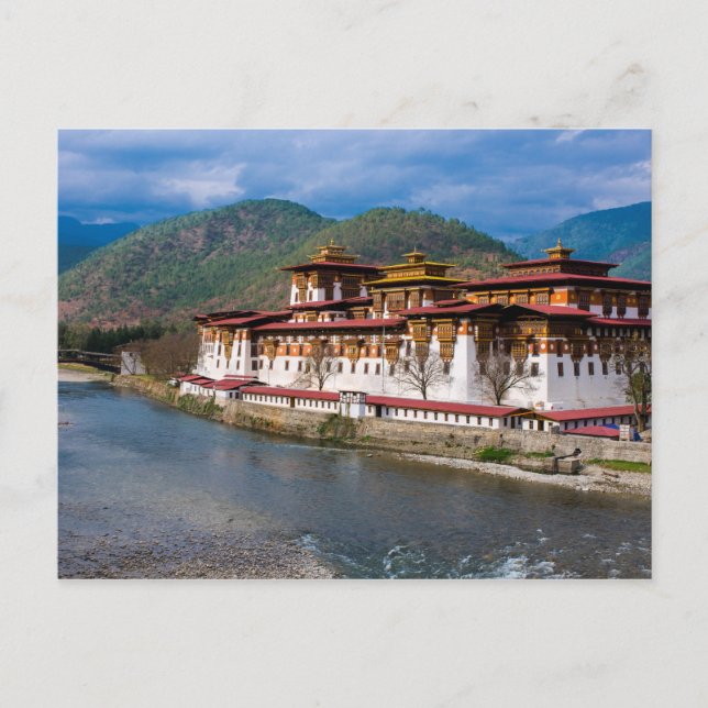Carte Postale Bâtiment Dzong au bord de la rivière (Devant)