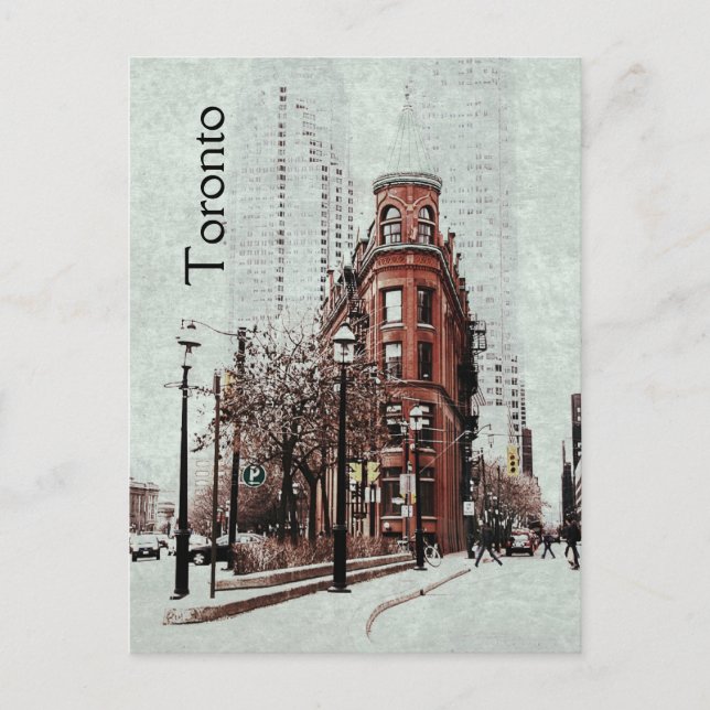 Carte Postale Bâtiment en fer plat de Toronto - style rétro (Devant)