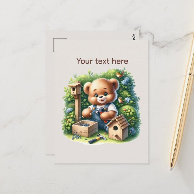 Carte Postale Bâtiment Fun Bear personnalisable (Devant/Arrière en situation)