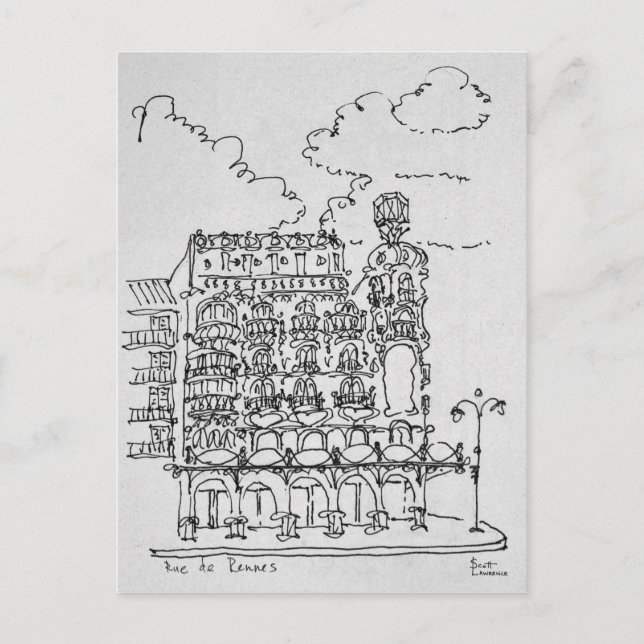 Carte Postale Bâtiment Haussmann | Rue de Rennes, Paris (Devant)